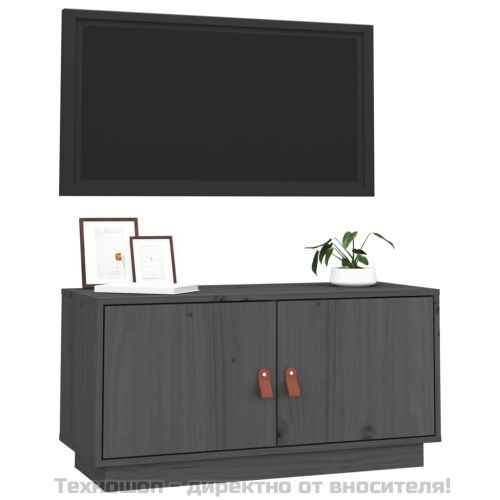 ТВ шкаф, сив, 80x34x40 см, бор масив