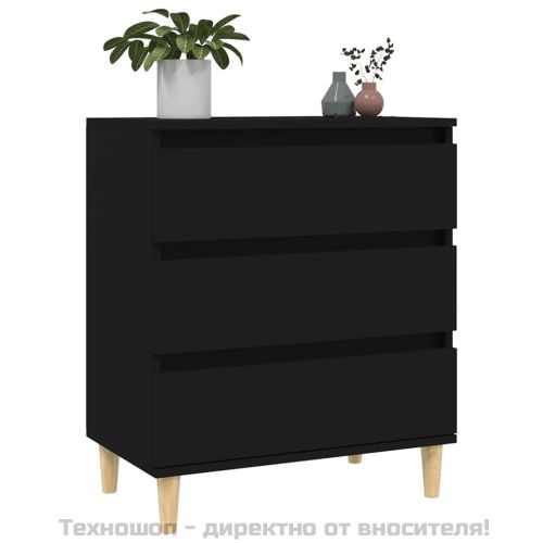 Сайдборд, черен, 60x35x70 см, инженерно дърво