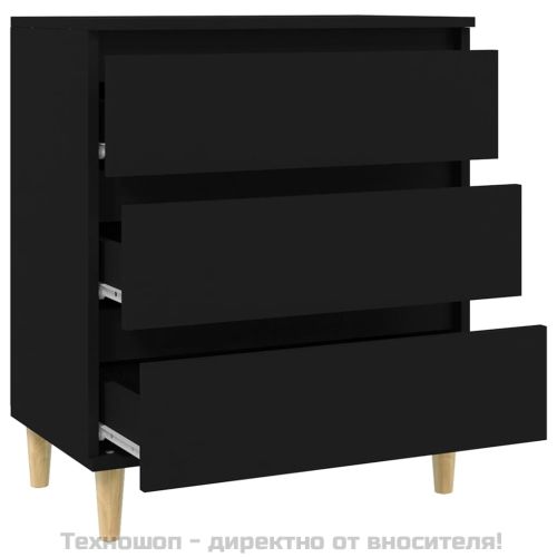 Сайдборд, черен, 60x35x70 см, инженерно дърво