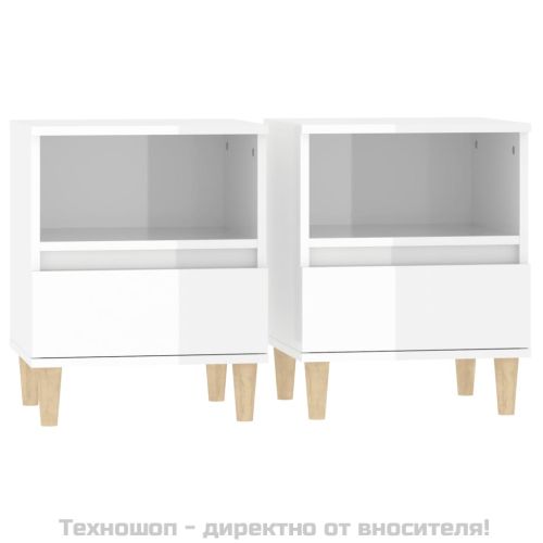 Нощни шкафчета, 2 бр, бял гланц, 40x35x50 см