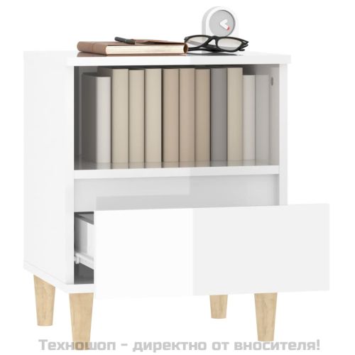 Нощни шкафчета, 2 бр, бял гланц, 40x35x50 см