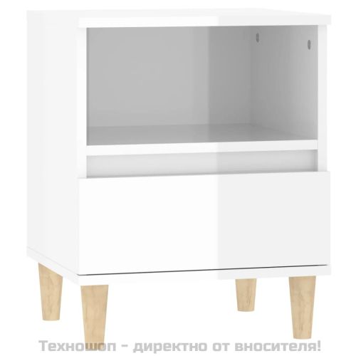 Нощни шкафчета, 2 бр, бял гланц, 40x35x50 см