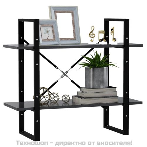 2-етажна библиотека, сива, 80x30x70 см, инженерно дърво