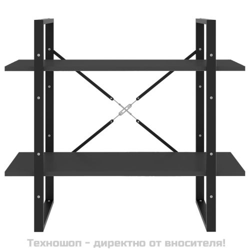 2-етажна библиотека, сива, 80x30x70 см, инженерно дърво
