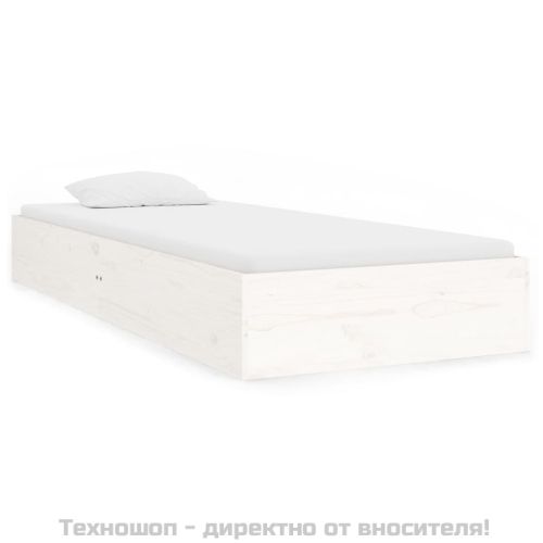 Рамка за легло бяла масивно дърво 75x190 см Small Single