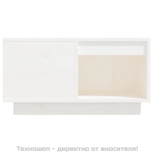 Кафе маса, бяла, 60x61x32,5 см, борово дърво масив