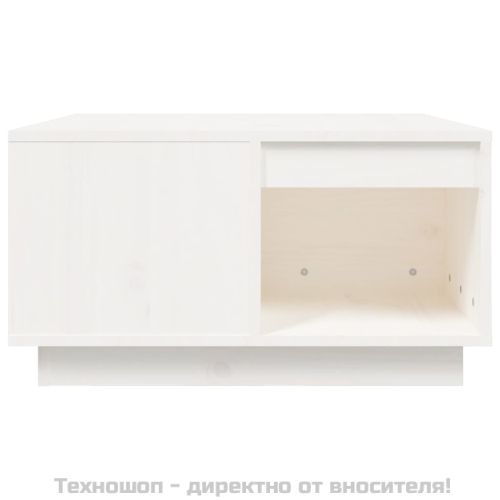 Кафе маса, бяла, 60x61x32,5 см, борово дърво масив