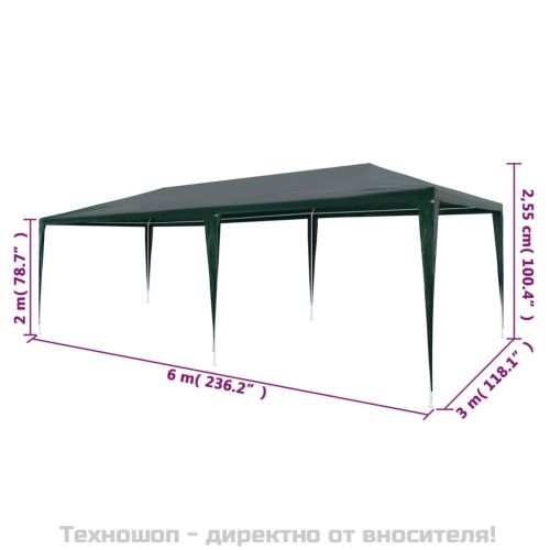 Парти шатра 3x6 м PE зелена