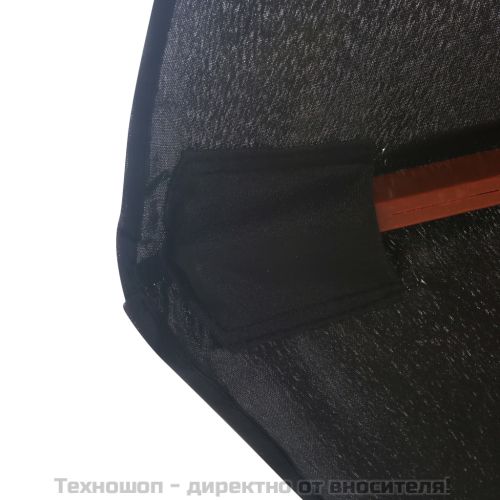 Градински чадър с дървен прът, 350 см, черен