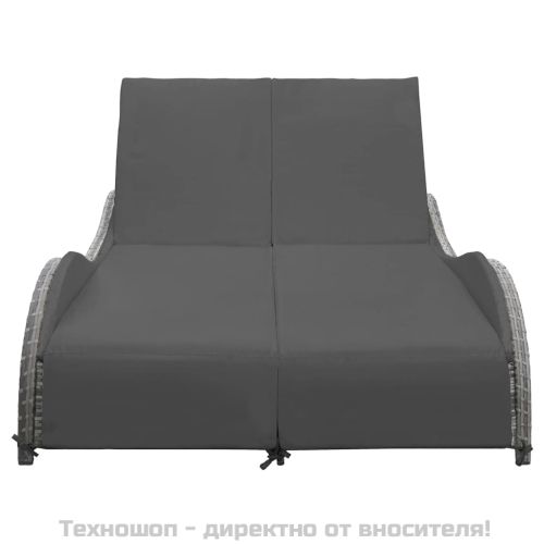 Двуместен шезлонг с шалте, полиратан, антрацит