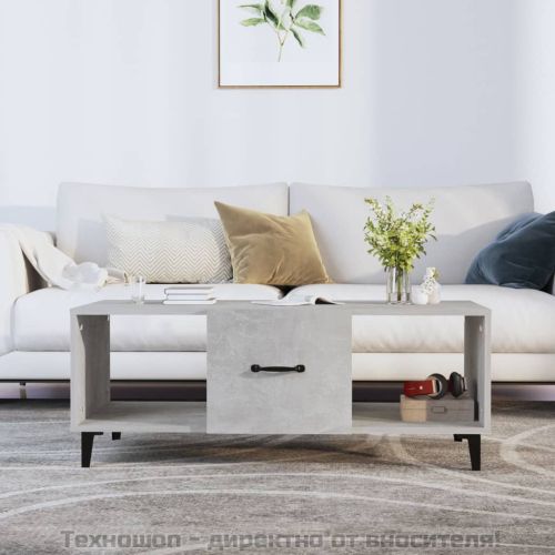 Кафе маса, бетонно сива, 102x50x40 см, инженерно дърво