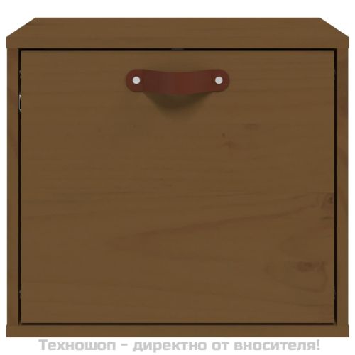 Стенен шкаф, меденокафяв, 40x30x35 см, борово дърво масив