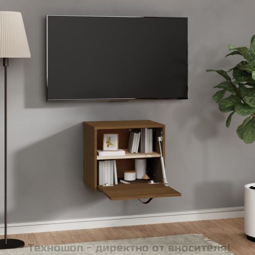 Стенен шкаф, меденокафяв, 40x30x35 см, борово дърво масив