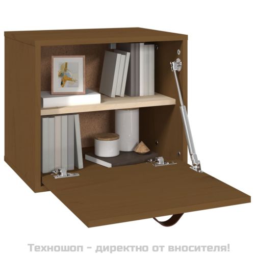 Стенен шкаф, меденокафяв, 40x30x35 см, борово дърво масив