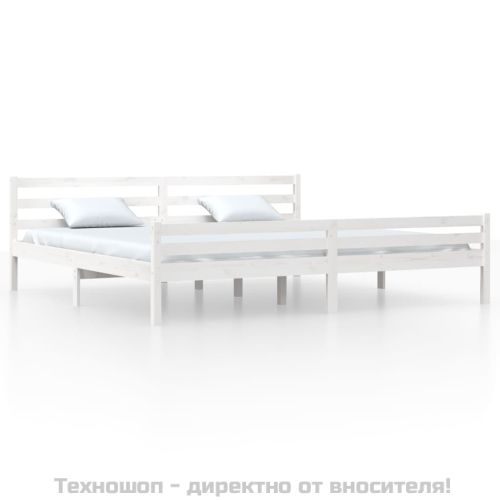 Рамка за легло, бяла, дърво масив, 200x200 см