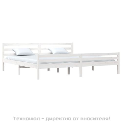 Рамка за легло, бяла, дърво масив, 200x200 см