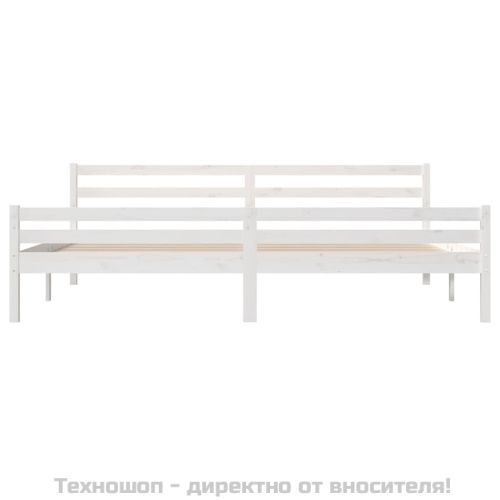 Рамка за легло, бяла, дърво масив, 200x200 см