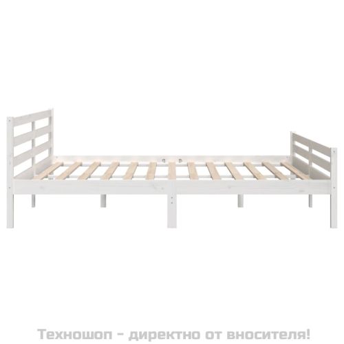Рамка за легло, бяла, дърво масив, 200x200 см