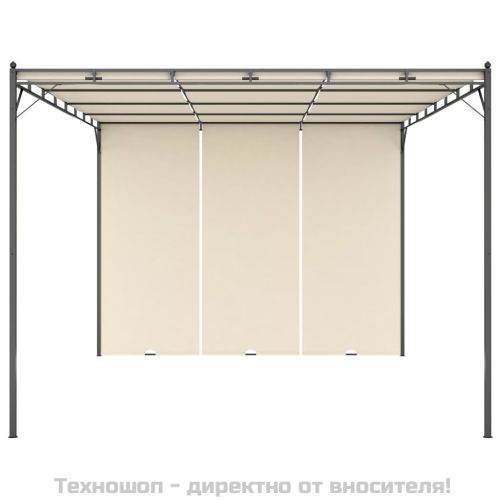 Градинска шатра със странична завеса 4x3x2,25 м кремава