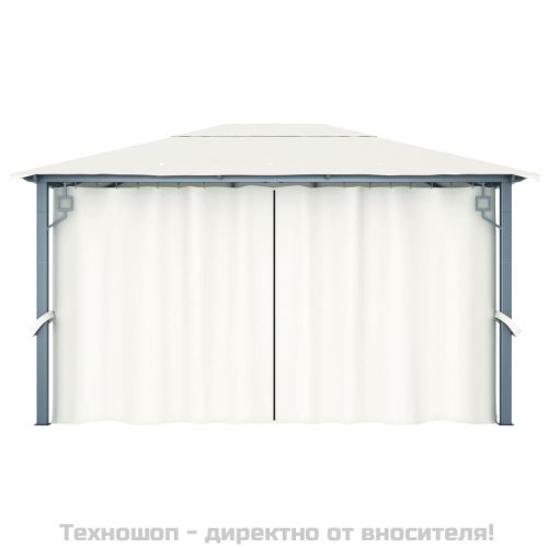 Шатра със завеси, 400х300 см, кремава, алуминий