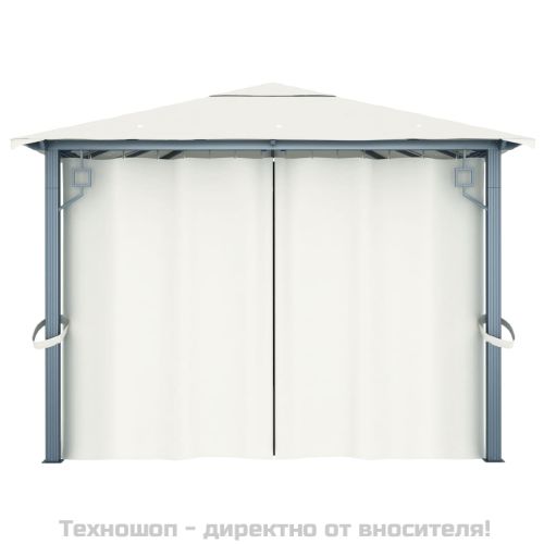 Шатра със завеси, 400х300 см, кремава, алуминий