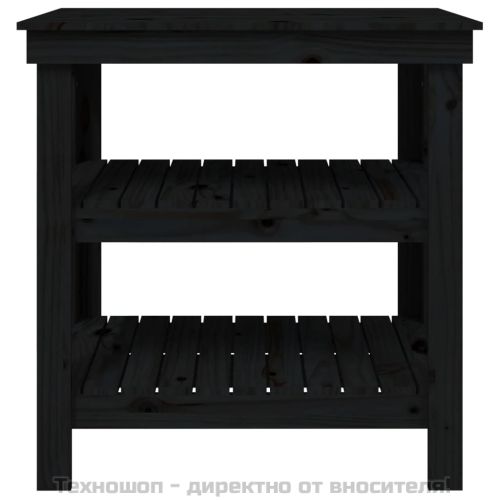 Работна маса, черна, 78,5x50x80 см, борово дърво масив