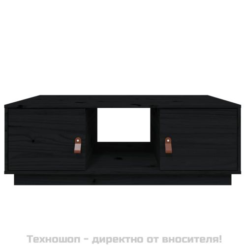 Кафе маса, черна, 100x50x35 см, борово дърво масив