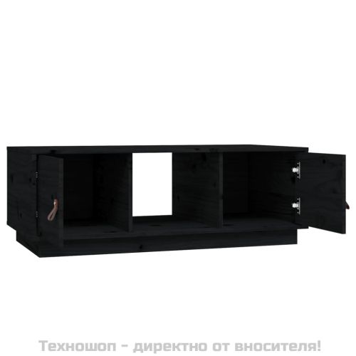 Кафе маса, черна, 100x50x35 см, борово дърво масив