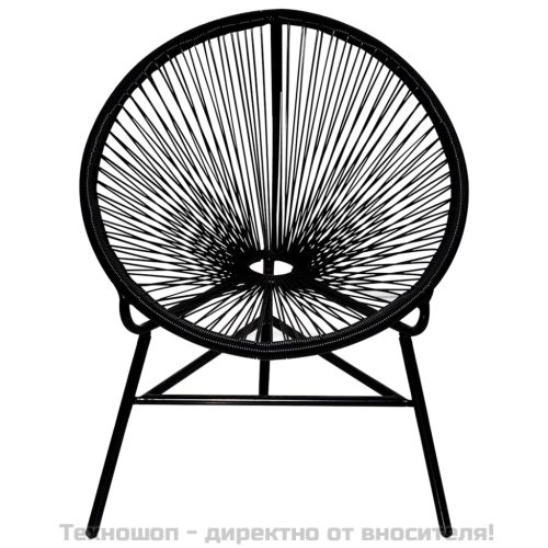 Градински стол Луна, полиратан, черен