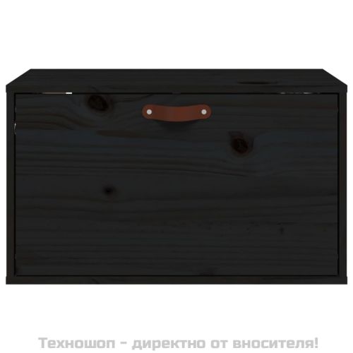 Стенен шкаф, черен, 60x30x35 см, бор масив