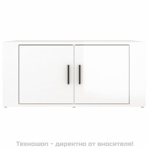 Кафе маса, бял гланц, 80x50x36 см, инженерно дърво