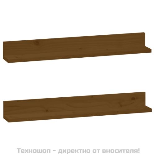 Стенни рафтове, 2 бр, меденокафяви, 80x11x9 см, бор масив