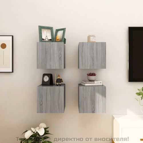 Стенни ТВ шкафове, 4 бр, сив сонома, 30,5x30x30 см
