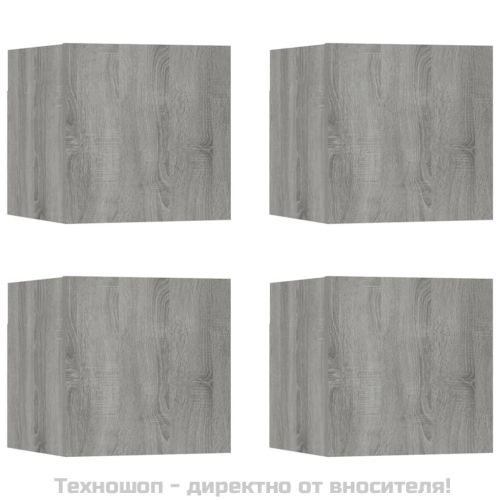 Стенни ТВ шкафове, 4 бр, сив сонома, 30,5x30x30 см