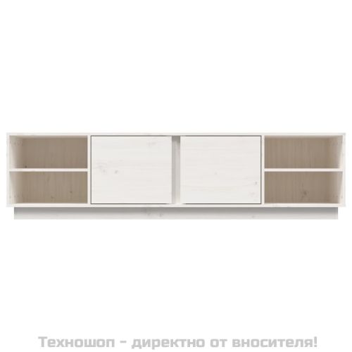 ТВ шкаф, бял, 156x40x40 см, бор масив