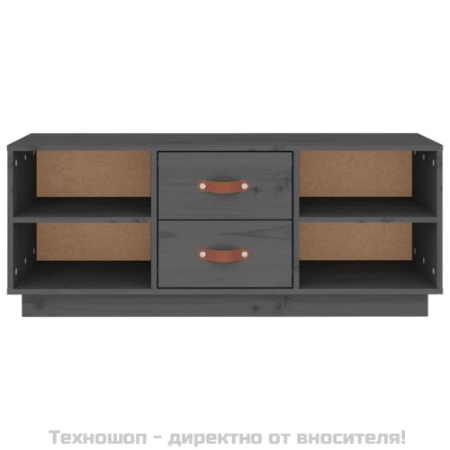 ТВ шкаф, сив, 100x34x40 см, бор масив