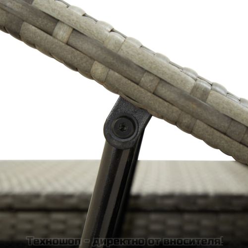 Шезлонг с шалте за двама, полиратан, сив