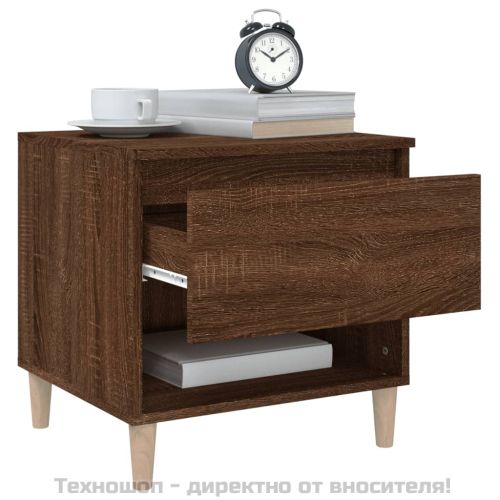 Нощна масичка, кафяв дъб, 50x46x50 см, инженерно дърво