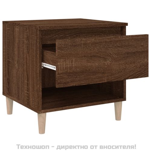 Нощна масичка, кафяв дъб, 50x46x50 см, инженерно дърво