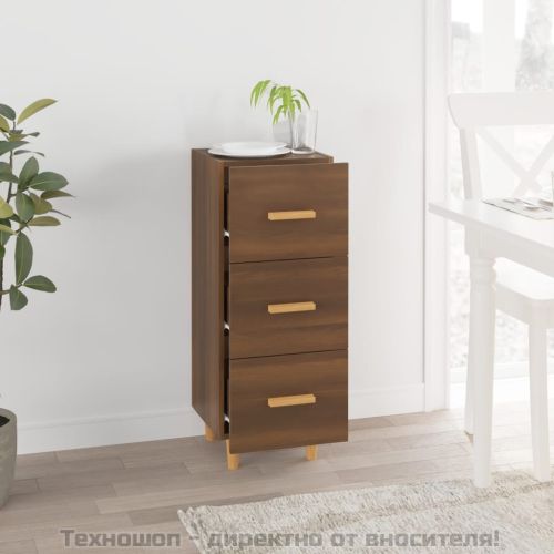 Сайдборд, кафяв дъб, 34,5x34x90 см, инженерно дърво