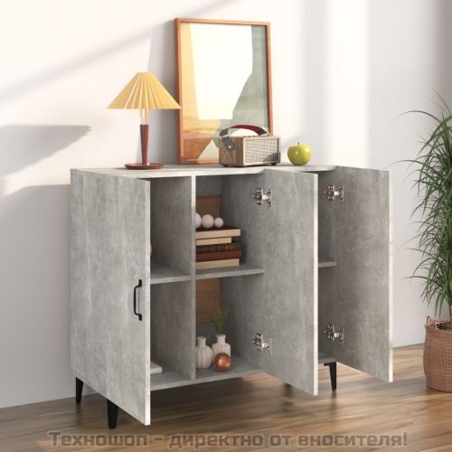 Сайдборд, бетонно сив, 90x34x80 см, инженерно дърво