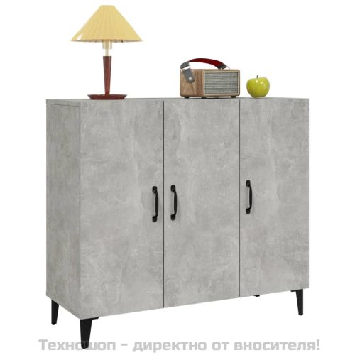 Сайдборд, бетонно сив, 90x34x80 см, инженерно дърво