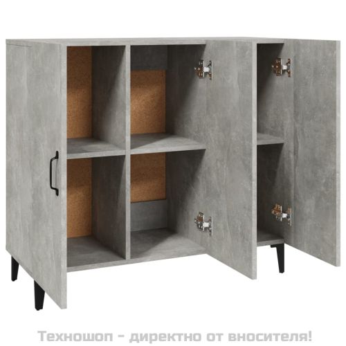 Сайдборд, бетонно сив, 90x34x80 см, инженерно дърво
