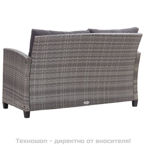 Градински комплект с възглавници, 6 части, полиратан, тъмносив