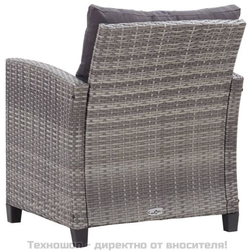 Градински комплект с възглавници, 6 части, полиратан, тъмносив