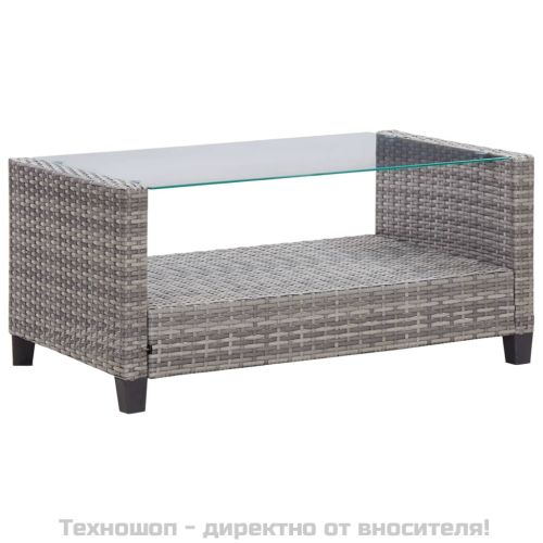 Градински комплект с възглавници, 6 части, полиратан, тъмносив