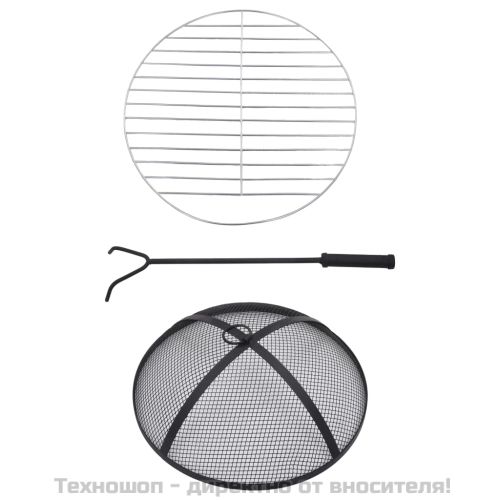 Мозаечна маса с огнище, синьо и бяло, 68 см, керамика