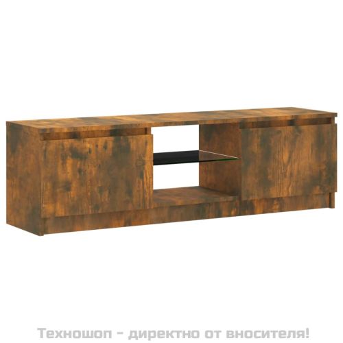 ТВ шкаф с LED осветление, опушен дъб, 120x30x36 см