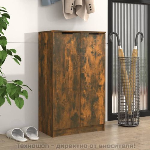 Шкаф за обувки, опушен дъб, 59x35x100 см, инженерно дърво