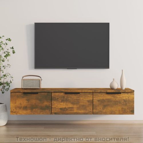 Стенен шкаф, опушен дъб, 102x30x20 см, инженерно дърво